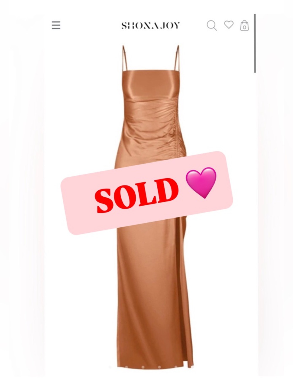Shona Joy La Lune Ruched Maxi Dress in Copper